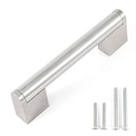 FULGENTE Lot de 10 Nickel Satiné Poignées de Placard Européenes Cuisine Poignée Moderne Centre pour trou de 96mm de Tiroir en Chrome Brossé Cuisine Salle de Bain Poignee armoire Porte Meuble