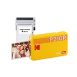 KODAK Mini Retro 2 P210 - Mini Imprimante Connectée, Photo format Carte de Crédit 5,3 x 8,6 cm - 2,1 x 3,4'', Bluetooth, Batterie Lithium, Sublimation Thermique 4Pass, 8 photos incluses – Jaune