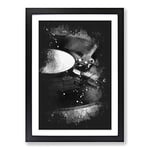 Big Box Art Vinyl Record Player Paint Splash Framed Wall Art Picture Print Ready to Hang, Black A2 (62 x 45 cm)