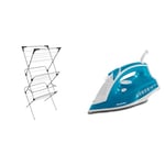 Vileda Sprint 3-Tier Clothes Airer, Indoor Clothes Drying Rack with 20 m Washing Line, Silver & Russell Hobbs Supreme Steam Iron, Powerful vertical steam function, Non-stick stainless steel solep