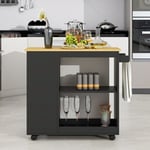 Desserte de Cuisine à roulettes,Buffet,Étagère de cuisine,Table d'îlot de rangement,pour micro-ondes,machine à café,pots à épices,105x38x89cm Noir