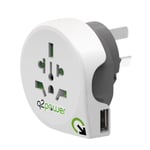 q2power - Adaptateur pour prise d'alimentation - AS/NZS 3112 (M) pour BS 1363, NEMA 5-15, SEV 1011, CEI 23-50, Europlug, AS/NZS 3112 (F) - CA 100-250 V - 10 A - blanc