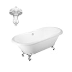 Balmoral 1700mm Double Ended Roll Top Bath with White Claw & Ball Feet