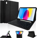 Étui Avec Clavier Pour Ipad 10e Génération 10,9"" 2022 (A2696/A2757/A2777),Coque De Protection Fine Avec Clavier Bluetooth Sans Fil Amovible Et Porte-Crayon Pour Ipad 10e Génération,Noir