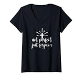 Womens Not Perfect Just Forgiven Christian Religous Quote Art V-Neck T-Shirt