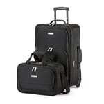 Amazon Basics Lot de 2 Valises Souples Extensibles (58 cm) et Sac Fourre-Tout (25 cm), Légers, 100% Polyester, Ensemble de Bagages Empilables, Noir