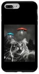 Coque pour iPhone 7 Plus/8 Plus Maine Coon Cat Selfie avec Alien OVNI Homme, Femme, Enfant