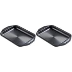 Circulon Ultimum Small Baking Tray Non Stick - Small Oven Tray, Durable Carbon Steel, Freezer & Dishwasher Safe Bakeware, Black, 29.2 x 19.8 x 2.5cm (Pack of 2)