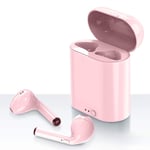 Mode TWS Bluetooth 5.0 Écouteurs Stéréo Mini Casque De Sport Antibruit Anti-Transpiration Écouteurs Étanches Écouteurs De Musique pour Téléphone Tablette Ordinateur Portable,Rose