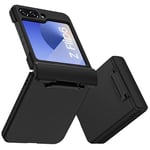 DOMAVER Coque pour Samsung Z Flip 6 avec Protection de Charnière, Mat Etui Silicone Rigide Housse Anti-Jaunissement, Coque de Téléphone pour Samsung Z Flip 6 Fin, Noir