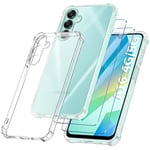 YisrLery 3 in 1 Phone Case Compatible with Samsung Galaxy A16 Case and 2 Pack Tempered Glass Screen Protector, Slim Soft TPU Shockproof Anti-Scratch Samsung A16 5G Phone Case Silicone Clear