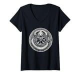 Womens Viking Midgard Serpent Celtic Runes Symbols Walhalla V-Neck T-Shirt