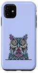 iPhone 11 Owl in pink blue purple Ancient symbol of wisdom Case