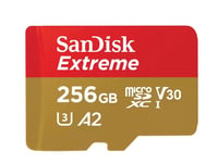 Carte microSDXC SanDisk Extreme 256 Go pour jeux sur mobile jusqu'à 190 Mo/s avec A2 App Performance UHS-I Classe 10 U3 V30