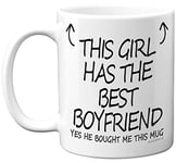 Anniversary Mug for Her - This Girl Has The Best Boyfriend Mug - Novelty Birthday Cute Girlfriend Gifts, Valentines Gifts for Her, Valentine Mug, 11oz Ceramic Dishwasher Safe Coffee Mugs