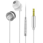 Casques HiFi HD Réduction du bruit du son Demi-intra-auriculaire 3,5 mm Controle filaire écouteurs stéréo Casque avec micro, Blanc