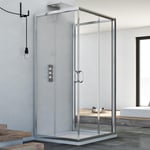 CABINE DE DOUCHE 3 PAROIS 90X80X90 CM COULISSANTE VERRE TRANSPARENT