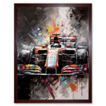 Race Car Grand Prix Multicoloured Modern Art Print Framed Poster Wall Decor 12x16 inch