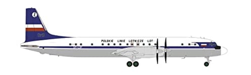 herpa Ilyushin Maquette LOT Polish Airlines IL-18, SP-LSF, echelle 1/200, Model, pièce de Collection, d'avion sans Support, Figurine Metal Miniature, 572446, Multicolore