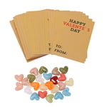 (24 Pack Valentines Day Gift Cards With Heart Shaped Stones Plastic Fun DIY