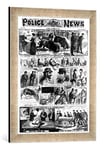 'Image encadrée de English School "Incidents Relating to the East End Murders, from' The Illustra Ted Police News ', 20th October 1888, d'art dans le cadre de haute qualité Photos fait main, 40 x 60 cm, argent Raya