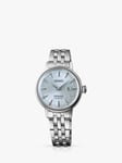 Seiko SRE007J1 Women's Presage Cocktail Time Skydiving Diamond Twist Automatic Bracelet Strap Watch, Silver/Blue