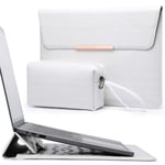 HYZUO 13,3-14 Pouces Femmes Housse Ordinateur Portable avec Stand pour MacBook Pro 14 M3/M2/M1 2024-2021, MacBook Air 13 2017-2012, 13,8-13,5 Surface Laptop, avec Pochette, Motif Crocodile Blanc