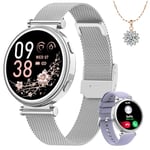 Fitnynxos Montre Connectée Femme, 1.27" HD Smartwatch avec Appel, Santé Au Féminin, 24H Fréquence Cardiaque, Sommeil, SpO2, 120+ Sport, IP68 Podomètre Calorie Fitness Tracker iOS Android Argent Cadeau