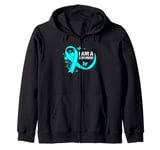 Teal Ribbon Butterfly I Am A Survivor Scleroderma Warrior Zip Hoodie