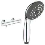 GROHE Mitigeur thermostatique Douche Grohtherm 800 34558000 & Pommeau de douche Vitalio Start, 3 jets, douchette avec technologie anti-brulûre et à économie d'eau