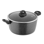 Tower T81286 Cerastone Forged Aluminium Casserole Pot with Ceramic Non-Stick Coating, Tempered Glass Lid, 28 cm, Graphite