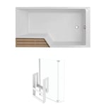 Pack baignoire bain douche 150 x 80 JACOB DELAFON Neo version droite + étagère + pare bain chromé