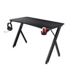 Trust Gaming GXT 712 Dynamus Desk 120 x 60 cm, Computer Desk with Headset Hook and Cup Holder, Cable Management System, Metal Frame, PC Gaming Table for Streaming Office Study Work - Black