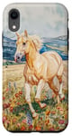 Coque pour iPhone XR Aquarelle Running Palamino Horse in Meadow