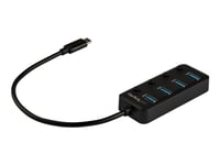 Startech.Com 4 Port Usb C Hub, Usb-C To 4X Usb 3.0 Type-A Ports With Individual On/Off Port Switches, Superspeed 5Gbps Usb 3.1/3.2 Gen 1, Usb Bus Powered, Portable, 10" Attached Cable - Windows/Macos/Linux (Hb30c4aib) - Hub - 4 X Usb 3.1 Gen 1 - Sta