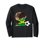 Pug Dog Jamaica Soccer Fans Jersey Jamaican Football Lovers Long Sleeve T-Shirt