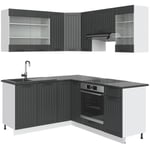 Vicco - Cuisine en angle Fame-Line, Anthracite maison de campagne/blanc, 160 x 60 cm sans plan de travail