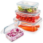 YASHE Food Storage Containers - 8 Pieces (4 Containers & 4 Lids) Plastic Food Containers with Lids, Airtight Pantry & Kitchen Containers, Leak-Proof, Stackable, Reusable