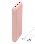 Belkin USB C Portable Charger 20000mAh, 20K Power Bank with USB Type C Input Output Port and 2 USB A Ports with Included USB C to A Cable for iPhone, Galaxy, Pixel, iPad, AirPods and More – Rose Gold