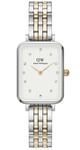 Daniel Wellington Quadro 5-Link Two-Tone 20x26mm DW00100625 - Hvid kvarts dameur