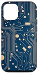 Coque pour iPhone 12/12 Pro Carte mère bleue vintage à pois avec circuit amusant