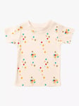 Little Green Radicals Baby Organic Cotton Rainbow Balloon Scatter Short Sleeve T-Shirt, Off White/Multi