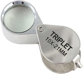 10x Loupe de Poche,Pliable en Verre,Argent Loupe Bijoutier,Loupe Botaniste,Loupe de Poche,Loupe Grossissante Verre 10 x 21 mm Bijoux Antiquités Lentille Oculaire.[S212]