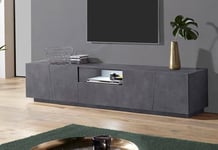 Dmora - TV stand Paul, Low sideboard for living room, TV stand base, 100% Made in Italy, cm 220x43h46, Slate, with LED light