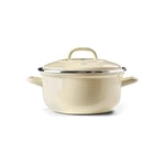 BK Indigo Cocotte Ronde Allemande Emaillée Héritage Néerlandaise avec Couvercle avec Revêtement Antiadhésif en Céramique Sans PFAS, 20 cm/2.5 Litre, Induction, Va au lave-vaisselle et au four, Crème