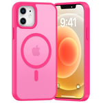 Opkiegrn Coque pour iPhone 12/12Pro, Compatible avec MagSafe Recharge sans Fil, Protection Antichoc, Anti-Jaunissement,Dos Anti Rayures PC Magnétique Étui Housse pour iphone 12/12 Pro,Rose Vif