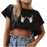 2021 New Crop Tops for Women High Waist Vintage Tops Crewneck Shirt Streetwear for Valentine Workout Tops for Women Crop Tops for Women Black S