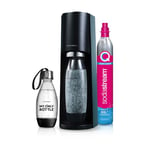 SodaStream Terra Sparkling Water Maker with 1L Refill Water Bottle & Quick Connect CO2 Gas Bottle for Home Carbonated Water. Extra SodaStream 500ml Fizzy Drink Bottle & Reusable Water Bottle INCLUDED