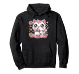 Funny Cat Kawaii Strawberry Milk Cartoon Anime For Women Pullover Hoodie