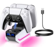 Chargeur Manette PS5 Rapide Chargeur Station de Charge lumière RGB pour DualSense pour manettes Sony Playstation 5 avec câble USB-C